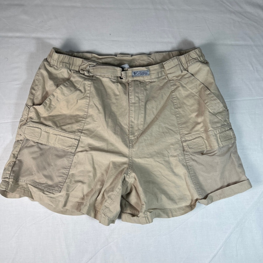 Columbia PFG Cargo Shorts Womens XL Khaki Tan Good Utility Hiking Fishing 5in